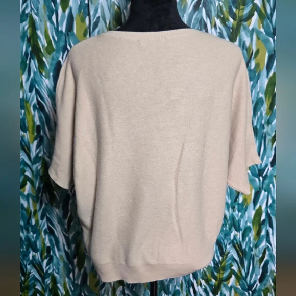 Quince Womens Scoop Neck Short Sleeve Sweater in Light Beige - Picture 7 of 10